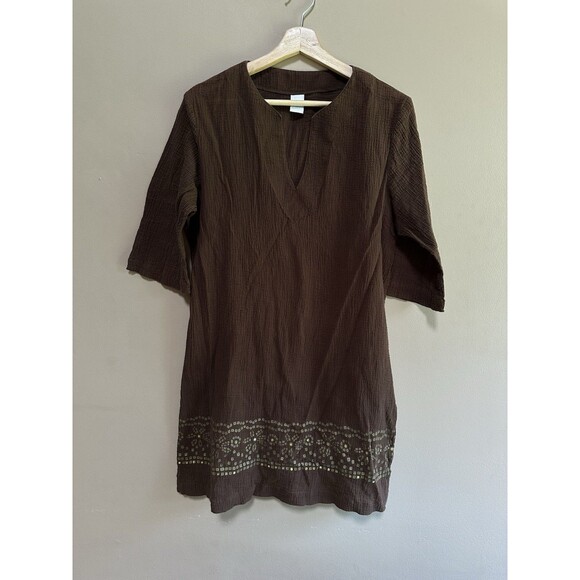 Baja Blue Other - Baja Blue Swim Coverup 100% Cotton Gauzy Brown Sequin Detail Size Large Beach